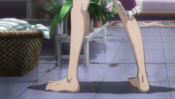 angry animated animated_gif black_eyes black_hair blush braid collar deadman_wonderland embarrassed eyepatch flower flower_pot igarashi_ganta kiyomasa_senji looking_back lowres rolling_eyes scar screencap subtitled takami_minatsuki takami_yoh throwing whip_marks wristband