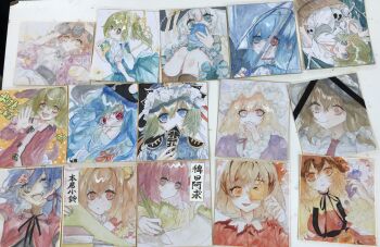 Rule 34 | 6+girls, aki minoriko, aki shizuha, animal ears, black hat, black ribbon, blonde hair, blue eyes, blue hair, blue vest, book, brown eyes, brown hair, bucket, commentary request, daiyousei, dog ears, dog girl, dog tail, dress, eyewear on head, fairy wings, food, fruit, ginkgo leaf, grapes, green eyes, green hair, hat, heterochromia, hieda no akyuu, highres, hinanawi tenshi, holding, holding leaf, holding paintbrush, holding umbrella, in bucket, in container, japanese clothes, jiangshi, kasodani kyouko, kimono, kisume, komeiji koishi, leaf, long hair, looking at viewer, maribel hearn, miyako yoshika, mob cap, motoori kosuzu, multiple girls, neck ribbon, ofuda, open mouth, orange dress, orange eyes, paintbrush, purple eyes, purple hair, red eyes, ribbon, rod of remorse, scroll, shiki eiki, shikishi, shinjitsu no kuchi, short hair, skull, smile, sunglasses, tail, tatara kogasa, third eye, touhou, umbrella, upper body, usami renko, vest, white dress, white hat, white kimono, wings, yorigami jo'on