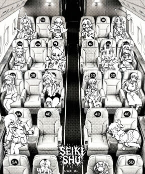 6+girls aircraft airplane airplane_interior annotation_request becky_blackbell character_request cirno commentary_request copyright_request crossover greyscale highres higurashi_no_naku_koro_ni houjou_satoko indie_virtual_youtuber izumi_konata kanna_kamui kantai_collection kobayashi-san_chi_no_maidragon kuroki_tomoko lucky_star marnie_(pokemon) meme miyauchi_renge monochrome monogatari_(series) multiple_crossover multiple_girls nintendo non_non_biyori oshino_shinobu partially_annotated pokemon pokemon_swsh sameko_saba shigure_ui_(vtuber) shigure_ui_(young)_(vtuber) shimakaze_(kancolle) shimetta_masuta spy_x_family sunna_(zenless_zone_zero) touhou watashi_ga_motenai_no_wa_dou_kangaetemo_omaera_ga_warui! where_are_you_sitting_(meme) zenless_zone_zero zhao_(zenless_zone_zero)