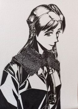 Rule 34 | 1girl, bomber jacket, bordfunker133, closed mouth, coat, friedrich rumpelhardt, from side, genderswap, genderswap (mtf), highres, jacket, lipstick, long hair, long sleeves, looking at viewer, makeup, nazi, photo (medium), profile, real life, rumpelhardt-chan (bordfunker133), simple background, smile, solo, upper body, white background, winter clothes, world war ii