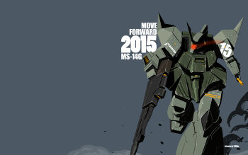 Rule 34 | 2015, beam naginata, beam rifle, character name, commentary request, dated, dust cloud, energy gun, energy sword, english text, gelgoog, glowing, glowing eye, gundam, happy new year, holding, holding weapon, ke yukikaze, mecha, mecha focus, mobile suit, mobile suit gundam, new year, no humans, one-eyed, one-eyed mecha, original, radio antenna, red eyes, redesign, robot, roundel, running towards viewer, science fiction, signature, solo, sword, weapon, zeon