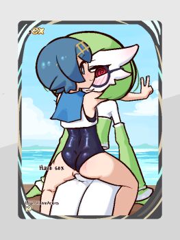 1futa 1girl :3 @_@ arm_up arms_at_sides artist_name ass averting_eyes black-framed_eyewear blue_background blue_eyes blue_hair blue_nails blue_one-piece_swimsuit blue_sailor_collar blue_sky blush bob_cut border bottomless closed_mouth cloud colored_skin cowboy_shot crop_top day detached_sleeves ear_blush english_text erection flat_chest from_behind futa_with_female futanari gardevoir gen_3_pokemon glasses green_hair green_shirt green_skin green_sleeves grey_border hairband happy interspecies jaggy_lines lana_(pokemon) light_blush liveactors loli long_sleeves looking_at_viewer looking_back looking_to_the_side matching_hair/eyes multicolored_skin nail_polish nintendo ocean one-piece_swimsuit outdoors outstretched_arm penis pokemon pokemon_(creature) pokemon_sm pokemon_tcg pokemon_tcg_pocket profile pussy pussy_juice red_eyes round_eyewear sailor_collar sex shiny_clothes shirt short_hair sidelocks sitting sky sleeveless sleeveless_shirt smile spread_legs straddling swimsuit swimsuit_under_clothes twitter_username two-tone_skin uncensored v vaginal white_shirt white_skin x-ray yellow_hairband