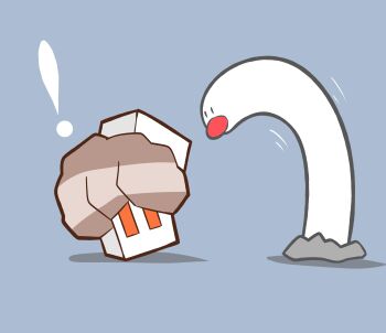 Rule 34 | !, blue background, commentary request, flat color, highres, motion lines, nacli, nintendo, no humans, pokemon, pokemon (creature), redny, simple background, wiglett