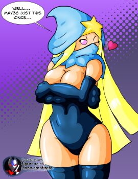 1girl absurdres blonde_hair breasts cleavage curvy dannih4 highres large_breasts looking_at_viewer mario_(series) merluvlee nintendo paper_mario paper_mario:_the_thousand-year_door self-upload skin_tight teasing thick_thighs thighhighs thighs wide_hips