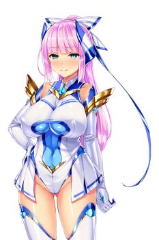 1girl bare_shoulders blue_eyes blunt_bangs blush breasts cameltoe chest_jewel closed_mouth covered_collarbone covered_erect_nipples covered_navel cowboy_shot elbow_gloves element_venus embarrassed game_cg gem gloves gluteal_fold groin hair_ribbon hand_on_own_hip headgear high_ponytail highleg highleg_leotard impossible_clothes impossible_leotard kisaragi_nozomi large_breasts large_variant_set legs_apart leotard long_hair looking_at_viewer magical_girl non-web_source nose_blush official_art pink_hair pleated_skirt ponytail ribbon satou_kuuki shinsou_seiki_elementia shiny_clothes shiny_skin showgirl_skirt simple_background skin_tight skirt solo standing sweatdrop thighhighs transparent_background turtleneck variant_set white_background white_gloves white_leotard white_thighhighs