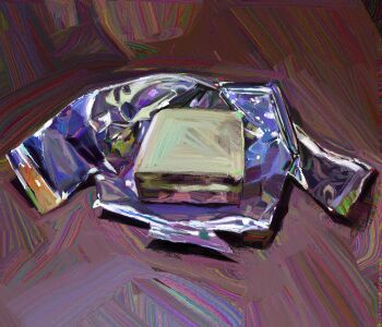 Rule 34 | candy, candy wrapper, chocolate, chocolate bar, commentary, dubai chocolate, food, food focus, highres, no humans, original, painterly, twulfs