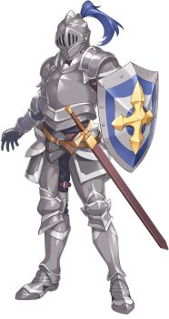 Rule 34 | 1boy, armor, artist request, belt, full armor, full body, game cg, heavy soldier (legend clover), helm, helmet, highres, holding, holding shield, knight, legend clover, male focus, official art, scabbard, sheath, sheathed, shield, solo, sword, transparent background, weapon