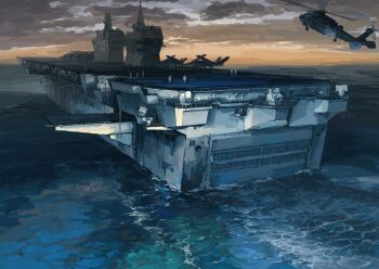 Rule 34 | aircraft, aircraft carrier, commentary request, hallelujah zeng, harbin z-9, helicopter, impasto, military, military vehicle, ocean, original, people's liberation army, people's liberation army navy, ship, type 075 lhd, unmanned aerial vehicle, vehicle focus, warship, watercraft, waves, wz-7