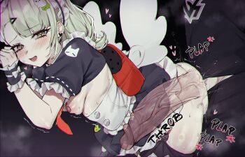 1boy 1girl backpack bag bent_over blush breasts clothed_sex erection from_side heart hetero highres huge_penis loli looking_at_viewer looking_to_the_side lost-phews maid nipples open_mouth penis plap puffy_short_sleeves puffy_sleeves randoseru sex sex_from_behind short_sleeves small_breasts solo_focus sunna_(zenless_zone_zero) sweat uncensored winged_bag x-ray zenless_zone_zero