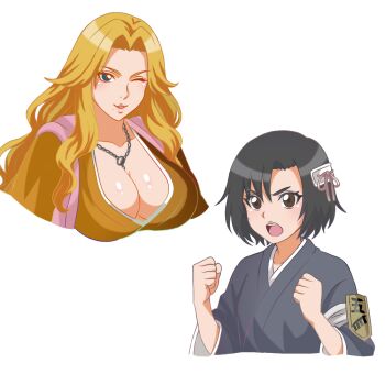 2girls bleach breasts large_breasts long_hair matsumoto_rangiku multiple_girls