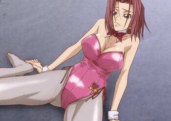 1girl blue_eyes breasts closed_mouth code_geass covered_erect_nipples female_focus kouzuki_kallen kyabakurabakufu large_breasts rabbit red_hair short_hair source_request