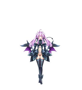 1girl ahoge amakubo_yuri aqua_trim black_gloves blush boots breasts closed_eyes dark_persona demon_girl demon_horns demon_tail demon_wings detached_sleeves elbow_gloves full_body game_cg gloves heart_maebari highres horns inoino kouyoku_senki_exs-tia large_variant_set lilistia lilistia_yuriel long_hair low_wings maebari navel non-web_source official_art open_mouth pointy_ears pubic_tattoo purple_hair small_breasts smile solo tachi-e tail tattoo thigh_boots thighhighs transparent_background twintails variant_set wings