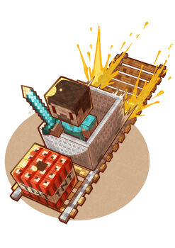 Rule 34 | 04sora40, 1boy, aqua shirt, brown hair, chibi, dark-skinned male, dark skin, explosive, holding, holding sword, holding weapon, male focus, minecart, minecraft, minecraft sword, nintendo, shirt, short hair, simple background, solo, steve (minecraft), super smash bros., sword, tnt, tnt block (minecraft), weapon, white background