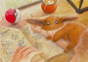 Rule 34 | 1other, :3, animal focus, artist request, book, character name, commentary request, cup, desk, drawing (action), drawing (object), drink, eevee, espeon, fingernails, flareon, fluffy, gen 1 pokemon, gen 2 pokemon, gen 4 pokemon, gen 6 pokemon, glaceon, holding, holding pen, jolteon, leafeon, mug, nintendo, official art, on desk, open book, open mouth, pen, poke ball, poke ball (basic), pokemon, pokemon (creature), pokemon focus, second-party source, sitting, smile, sylveon, umbreon, vaporeon