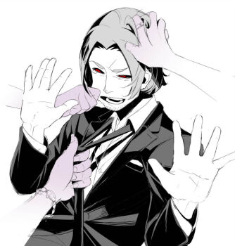 10s gambit male_focus marvel monochrome necktie red_eyes x-men