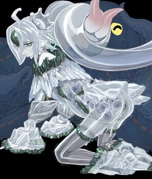 1boy 1girl all_fours anal anal_object_insertion anus ass belly black_background clenched_teeth crying crying_with_eyes_open cum cum_in_pussy cumdrip dress duel_monster egg gem green_gemstone highres icejade_aegirine icejade_gymir_aegirine jewelry looking_back looking_down looking_to_the_side monster motion_lines object_insertion orrdriver parted_lips see-through_body see-through_clothes see-through_dress simple_background size_difference tears teeth tentacle_pit tentacles tiara translucent translucent_hair trembling underworld_egg_clutch yu-gi-oh!