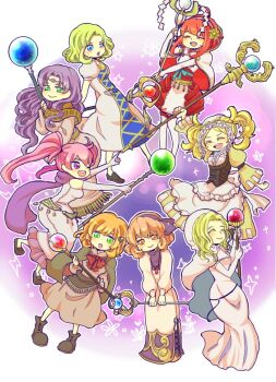 6+girls blonde_hair blue_eyes closed_eyes dress fire_emblem fire_emblem:_genealogy_of_the_holy_war fire_emblem:_mystery_of_the_emblem fire_emblem:_the_blazing_blade fire_emblem:_the_sacred_stones fire_emblem:_thracia_776 fire_emblem_awakening fire_emblem_echoes:_shadows_of_valentia fire_emblem_fates fire_emblem_heroes genny_(fire_emblem) green_eyes holding holding_staff lana_(fire_emblem) lissa_(fire_emblem) long_hair multiple_girls natasha_(fire_emblem) nintendo pink_hair purple_hair sakura_(fire_emblem) sara_(fire_emblem) serra_(fire_emblem) staff twintails yuliya_(fire_emblem) yzkmm