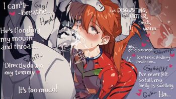 1girl ahegao aseiusx blue_eyes breasts commentary covered_erect_nipples cross-section cum cum_in_mouth deepthroat ejaculation english_commentary fellatio long_hair mass_production_eva mecha_pilot_suit neon_genesis_evangelion oral orange_hair plugsuit_(evangelion) small_breasts souryuu_asuka_langley very_long_hair x-ray