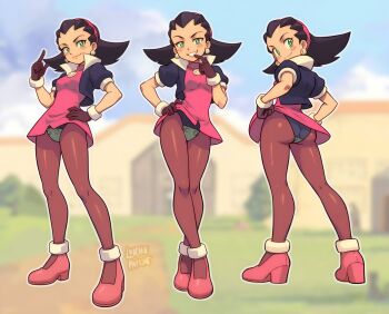 1girl ass black_hair high_heels iuiche_patche looking_at_viewer mega_man_(series) mega_man_legends_(series) tron_bonne_(mega_man)