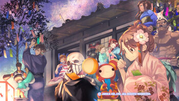 Rule 34 | allen snider, american flag, area (arika), arika, character request, closed mouth, dark-skinned female, dark skin, darun mister, dog, fighting ex layer, flower, food, gloves, hair flower, hair ornament, hayate (arika), highres, japanese clothes, knitty (technictix), long hair, multiple boys, multiple girls, nanase (arika), official art, official wallpaper, open mouth, pullum purna, rain (technictix), sanane, shadow geist, sharon (arika), skullomania, smile, technictix