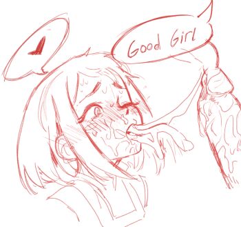 1boy 1girl after_fellatio bakugou_katsuki boku_no_hero_academia cum cum_in_mouth cum_string english_text enn_matien hetero shonen_jump shueisha unfinished uraraka_ochako