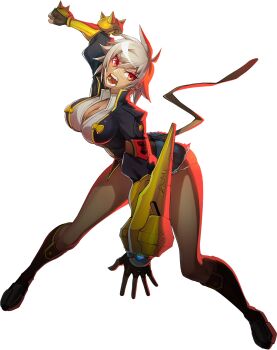 1girl angry ass belt black_jacket blazblue blazblue:_central_fiction blazblue:_entropy_effect boots breasts brown_boots bullet_(blazblue) cleavage curvy dark-skinned_female dark_skin denim denim_shorts fighting_stance fingerless_gloves full_body gloves highres jacket katou_yuuki knee_boots large_breasts looking_at_viewer micro_shorts official_art open_mouth red_light scar scar_on_face scar_on_nose shirt short_hair short_shorts shorts solo teeth thick_thighs thighs transparent_background white_hair white_shirt yellow_eyes