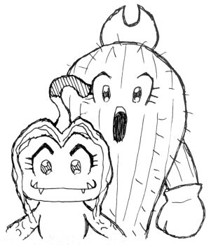 absurdres boxing_gloves brown_eyes brown_hair cactus digimon digimon_(creature) digimon_adventure flower highres long_hair monster_girl palmon petals plant plant_girl sharp_teeth spines tachikawa_mimi teeth togemon what bad_tag