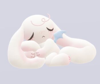 1other 3d animal_ears blue_wings blush chibikemo closed_eyes commentary eyelashes frown furry grey_background jaltoid low_poly microsoft_paint_3d_(medium) original other_focus simple_background solo symbol-only_commentary white_theme wings