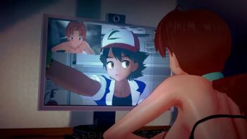 Rule 34 | 1boy, 2girls, 3d, animated, anus, ash ketchum, ass, bra, breasts, brown hair, cum, delia ketchum, futanari, hat, hetero, highres, huge ass, huge breasts, landscape, large breasts, maxjay, misty (pokemon), multiple girls, nintendo, orange hair, penis, pokemon, pokemon (anime), pokemon (classic anime), pokemon rgby, pussy, red hair, sex, underwear, vaginal, video