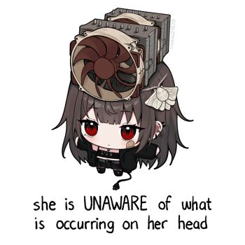 1girl animal animal_on_head artist_name artist_self-insert bandaid bandaid_on_face belt belt_buckle black_belt black_footwear black_jacket brown_hair buckle bug chibi chibi_only closed_mouth commentary computer_fan ear_piercing earrings electric_plug electric_plug_tail english_text flat_chest full_body hashtag-only_commentary he_is_unaware_of_what_is_occurring_on_his_head_(meme) heat_sink insect jacket jewelry long_hair long_sleeves meme mole mole_under_eye moth moth_on_head navel no_nose noctua object_on_head on_head original piercing red_eyes ringed_eyes sidelocks silk_moth simple_background solo standing t-pose tail twitter_username vickie_(cryingrobot) vickie_(cryingrobot)_(character) white_background