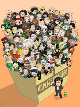 6+boys 6+girls absolutely_everyone amanda_valenciano annotated annotation_request bad_id bad_pixiv_id big_boss bird box cardboard_box cecile_caminades character_request crying_wolf dark-skinned_female dark-skinned_male dark_skin decoy_octopus dr._nicholai_stephanovich_sokolov drebin_893 elisa_(metal_gear) emma_emmerich eva_(metal_gear) everyone fortune_(metal_gear) frogs_(metal_gear) frogs_(mgs) ga.b glasses hal_emmerich highres hot_coldman huey_emmerich johnny_sasaki katana kerotan knife kojima_hideo konami laughing_octopus liquid_snake little_grey major_zero mei_ling meryl_silverburgh metal_gear_(series) metal_gear_2:_solid_snake metal_gear_acid metal_gear_acid_2 metal_gear_solid metal_gear_solid:_peace_walker metal_gear_solid:_portable_ops metal_gear_solid_2:_sons_of_liberty metal_gear_solid_3:_snake_eater metal_gear_solid_4:_guns_of_the_patriots multiple_boys multiple_girls multiple_persona naked_snake naomi_hunter nastasha_romanenko old_snake olga_gurlukovich para-medic_(mgs3) parrot paz_ortega_andrade psycho_mantis raging_raven raiden_(metal_gear) raikov ramon_galvez_mena revolver_ocelot rose_(metal_gear) rose_(metal_gear_solid) roy_campbell rubber_duck screaming_mantis sniper_wolf solid_snake solidus_snake strangelove sunny_emmerich sword teliko_friedman the_boss the_end_(metal_gear) the_fear the_fury the_pain the_sorrow time_paradox ursula_(metal_gear) vamp_(metal_gear) venus_(metal_gear) venus_(mga) very_dark_skin vulcan_raven weapon yevgeny_borisovitch_volgin