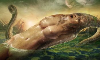 1girl asphyxiation blonde_hair breasts cleft_of_venus defeat digesting_girl digestion helpless imminent_death inside_creature large_breasts metroid monster navel ninjartist nintendo nipples nude open_mouth panicking peril predator_and_prey pussy samus_aran scared uncensored vore watermark worm