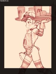 ^^^ anal anal_object_insertion anger_vein animated apron bar_censor blush bow bowtie butt_plug censored closed_eyes drooling elbow_pads employee_uniform fast_food fast_food_uniform from_side gloves grabbing_another&#039;s_ass grabbing_from_behind groping half-closed_eyes highres holding holding_tray kurotsuki_(luowei99) male_focus monochrome naked_apron object_insertion open_mouth original penis sex_toy shota slideshow_animation small_penis spanked spanking striped_clothes striped_thighhighs testicles thighhighs tray urethral_insertion video visor_cap yaoi