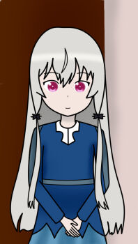 1girl blue_dress chittatos commentary dress english_commentary hair_between_eyes hairband highres long_hair purple_eyes self-upload smile solo sophie_twilight tonari_no_kyuuketsuki-san vampire