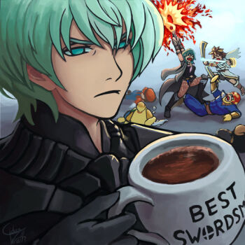 2girls 5boys angry axe aymr_(fire_emblem) bow_(weapon) female_byleth_(fire_emblem) male_byleth_(fire_emblem) captain_falcon cup dog f-zero fighting fire fire_emblem fire_emblem:_three_houses frown green_hair heroes_relic_(fire_emblem) isabelle_(animal_crossing) kid_icarus little_mac looking_at_viewer lying mario mario_(series) multiple_boys multiple_girls nintendo open_mouth pantyhose pit_(kid_icarus) punch-out!! shorts super_mario_bros._1 super_smash_bros. weapon wings