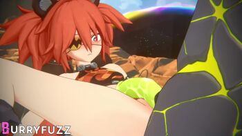1boy 1girl 3d animal_ear_hairband animal_ears animated anus artist_name bare_shoulders bear_ears blush bottomless burryfuzz closed_mouth crop_top ethereal_(zenless_zone_zero) eyepatch fake_animal_ears flat_chest gloves hair_between_eyes hairband head_out_of_frame hetero imminent_penetration koleda_belobog loli long_hair lying on_back penis pussy pussyjob red_eyes red_hair solo_focus sound spread_legs tagme twintails uncensored very_long_hair video zenless_zone_zero