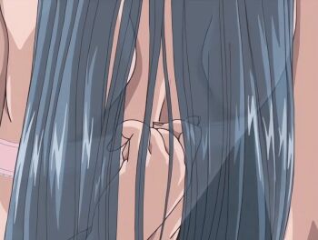 00s 1girl 2002 animated animated_gif aqua_hair aroused bible_black bible_black_gaiden bouncing_breasts bra breasts female_focus large_breasts long_hair mochida_junko nipples open_bra pink_bra public_indecency removing_bra school school_assembly school_hall solo tagme underwear undressing