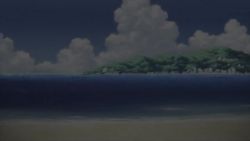 1girl animated ass back barefoot beach bikini black_bikini black_hair breasts cleavage hair_over_eyes medium_breasts navel nazo_no_kanojo_x object_in_clothes object_in_swimsuit ocean running sand scissors short_hair sky solo swimsuit tagme urabe_mikoto video walking water