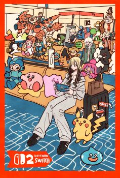 armor black_bodysuit black_gloves black_hair black_shoes blonde_hair blue_pants blue_shirt blue_tunic bodysuit boots buster_sword capelet character_request cloud_strife coat copyright_request crossed_arms crossed_legs danganronpa_(series) danganronpa_2:_goodbye_despair danganronpa_2x2 ditto dog donkey_kong donkey_kong_(series) donkey_kong_bananza dragon dragon_quest dragon_quest_ii felyne food fruit gen_1_pokemon gen_6_pokemon gloves goggles goggles_on_head grace_ashcroft grey_jumpsuit highres holding holding_phone hood hooded_capelet hoopa jumpsuit kirby kirby_(series) kirby_air_ride kirby_air_riders komaeda_nagito legendary_pokemon mario mario_(series) mega_man_(series) monokuma monster_hunter_(character) monster_hunter_(series) multicolored_hair mythical_pokemon nintendo nintendo_direct nintendo_switch nintendo_switch_2 orange_coat pants pauldrons phone pikachu pink_boots pink_capelet pink_hood pokemon pokemon_legends:_z-a prince_of_lorasia prince_of_samantoria princess_of_moonbrook rathalos resident_evil resident_evil_requiem robe rolling_suitcase shirt shoes shoulder_armor sidelocks single_bare_shoulder single_pauldron sitting slime_(creature) slime_(dragon_quest) sneakers spiked_hair suika_game suitcase suspenders takeuchi_ryousuke tunic two-tone_hair watermelon white_hair white_robe x_(mega_man) yellow_tunic yoshi zombie