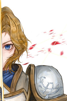 absurdres armor blonde_hair blue_eyes charlotte_christine_de_colde chinese_commentary commentary_request crossover curtained_hair excalibur_(fate/stay_night) falling_petals fate/stay_night fate_(series) highres looking_at_viewer oyuyuo petals red_petals samurai_spirits shoulder_armor sword thumbnail_collage upper_body weapon