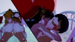 Rule 34 | 1boy, 1girl, 3d, animated, anus, ass, ass focus, ass shake, assertive female, barefoot, bedroom, blue eyes, blush, breasts, brown hair, couple, cowgirl position, cum, cum in pussy, cum overflow, day, draktar, erection, face-to-face, femdom, french kiss, girl on top, hair ornament, happy sex, hetero, hug, huge ass, ikari shinji, indoors, interface headset (evangelion), interior, kiss, koikatsu (medium), large breasts, large insertion, large penis, leg lift, legs up, long hair, looking back, lying on person, navel, neon genesis evangelion, on bed, open mouth, penis, pov, pumping, pussy, sex, sideboob, sitting, sitting on person, smile, souryuu asuka langley, straddling, thick thighs, thighs, twintails, two side up, vaginal, video