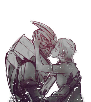 alien commander_shepard commander_shepard_(female) couple garrus_vakarian kiss logrotta mass_effect_(series) tumblr turian