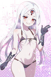 Rule 34 | abigail williams (fate), breasts, fate/grand order, fate (series), hanagata kai, long hair, looking at viewer, red eyes, small breasts, smile, standing, third eye, white hair