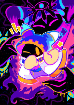 absurdres crown disembodied_hand dual_persona gloves highres homriette horns kirby's_return_to_dream_land kirby_(series) magolor master_crown nintendo no_humans one_eye_closed rayman_limbs star_(symbol) traitor_magolor yellow_gloves