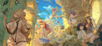 6+girls aerodactyl ass back baltoy bare_shoulders black_hair blonde_hair blue_eyes blue_hair blush breasts butt_crack camera cleavage courtney_(pokemon) curvy cutesexyrobutts cynthia_(pokemon) dark-skinned_female dark_skin denim denim_shorts erika_(pokemon) flannery_(pokemon) fossil gen_1_pokemon gen_2_pokemon gen_3_pokemon grey_eyes grey_hair grin hair_ornament hair_over_one_eye hairband highres legendary_pokemon long_hair lorelei_(pokemon) multicolored_hair multiple_girls natu navel nintendo outdoors pokemon pokemon_dppt pokemon_frlg pokemon_hgss pokemon_lgpe pokemon_oras pokemon_rse ponytail rayquaza red_eyes red_hair red_hairband regice sabrina_(pokemon) shelly_(pokemon) short_hair shorts skeleton smile streaked_hair sunglasses thighs unown unown_c unown_r unown_s