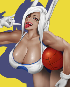 1girl absurdres boku_no_hero_academia breasts highres huge_breasts looney_tunes mirko palemaster_arts parody space_jam