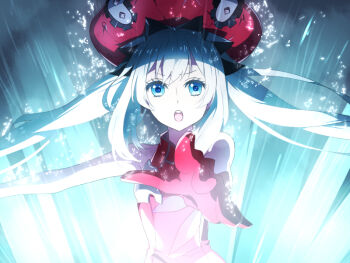 blue_eyes dress fate/grand_order hat long_hair power rider_(marie_antoinette) twintails white_hair