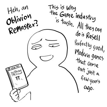 Rule 34 | 1boy, bb (baalbuddy), black outline, cover, dvd case, english text, greyscale, holding case, looking at object, monochrome, original, outline, solo, the elder scrolls, the elder scrolls iv: oblivion, video game cover, white background