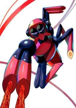 alternate_color commentary_request full_body nintendo no_humans omega_takai pokemon pokemon_(creature) purple_eyes shiny_pokemon simple_background solo spidops white_background