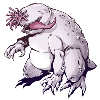 1other call_of_cthulhu claws commentary_request cthulhu_mythos monster moon-beast no_eyes no_humans sharp_teeth simple_background solo teeth tentacles the_dream-quest_of_unknown_kadath tmtkai tongue tongue_out white_background